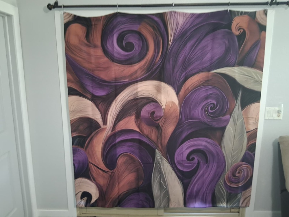 Curly Orange Purple Shower Curtain